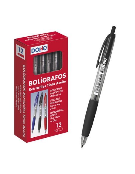 Stylos à encre rétractable Dohe à base d'huile - Stylo à bille en métal 1 mm - Ligne 0,4 mm - Corps transparent