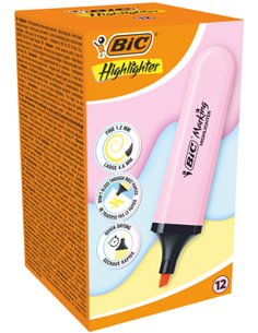 Marqueur plat fluorescent Bic Marking Marking - Pointe biseautée - Tracé entre 1,20 et 4,60 mm - Encre à base d'eau - Rose paste