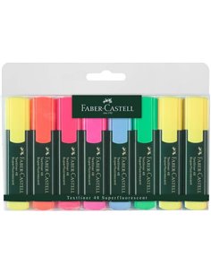Lot de 8 marqueurs fluorescents Faber-Castell Textliner 48 - Pointe biseautée - Tailles de trait entre 1,2 mm et 5 mm - Encre à 