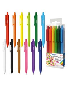 Dohe Lot de 12 stylos à bille rétractables Soft Touch - Pointe en métal de 1 mm - Course de 0,4 mm - Encre de couleur stylo - Co