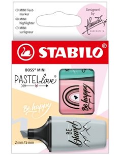 Stabilo Boss Mini Pastellove Pack de 3 marqueurs fluorescents - Traits de 2 à 5 mm - Encre à base d'eau - Anti-séchage - Rose, t