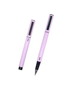 Stylos à bille élégants et légers Dohe en métal - Corps ovale violet ergonomique - Capuchon avec clip - En aluminium - Encre ble