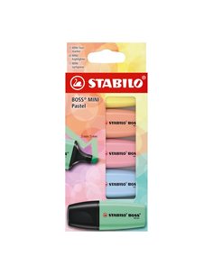 Stabilo Boss Mini Pastel Pack de 5 Marqueurs Fluorescents - Traits entre 2 et 5 mm - Encre à base d'eau - Anti-séchage - Vert, R