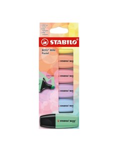 Stabilo Boss Mini Pastel Pack de 6 Marqueurs Fluorescents - Traits compris entre 2 et 5 mm - Encre à base d'eau - Anti-séchage -