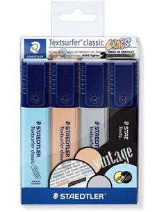 Marqueurs fluorescents Staedtler Textsurfer Classic 364, lot de 4 – Séchage rapide – Ligne 1 – 5 mm environ – Couleurs assorties