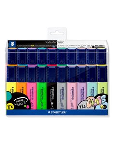 Staedtler Textsurfer Classic 364, lot de 20 marqueurs fluorescents – Pointe biseautée 1 à 5 mm environ – Séchage rapide – Couleu