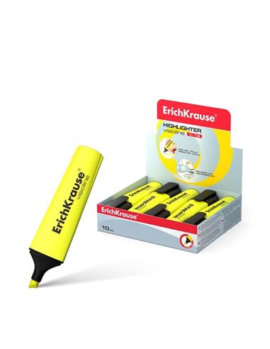 Marqueur fluorescent Erichkrause Visioline V-12 - Pointe biseautée - Encre à base d'eau - Jaune