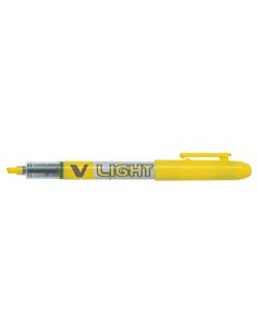 Marqueur surligneur Pilot V-Light - Pointe biseautée 3,60 mm - Ligne 3,30 mm - Jaune