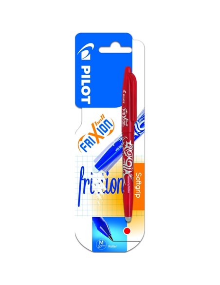 Stylo gel effaçable Pilot Frixion Ball - Pointe 0,7 mm - Trait 0,4 mm - Poignée ergonomique - Rouge