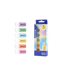 Lot de 6 mini marqueurs pastel fluorescents Bismark - Pointe fine - Encre à séchage rapide - Idéal pour souligner et surligner -