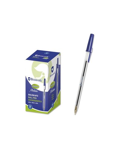 Stylo à bille Bismark - Pointe ronde - Capuchon et bouchon de la même couleur que l'encre - Bleu