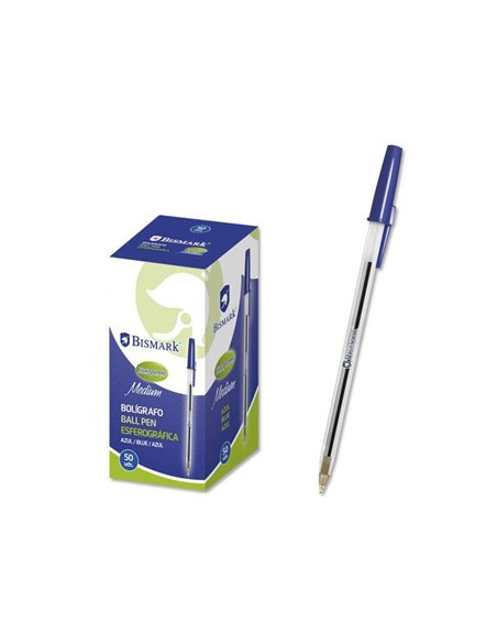 Stylo à bille Bismark - Pointe ronde - Capuchon et bouchon de la même couleur que l'encre - Bleu