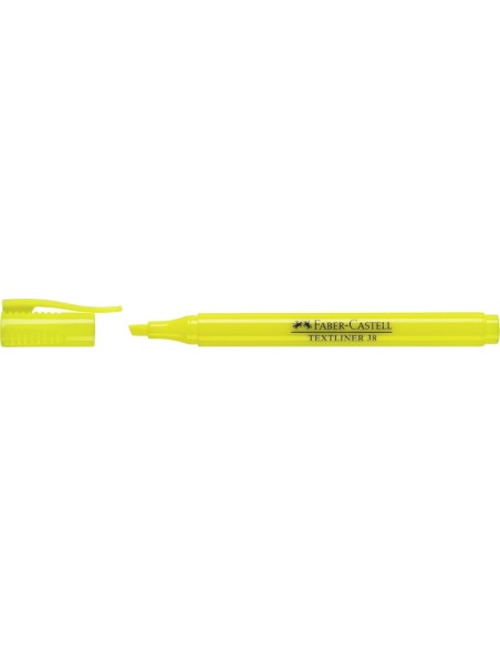 Marqueur fluorescent Faber-Castell Textliner 38 - Corps fin - Pointe biseautée - Lignes épaisses et fines - Encre à base d'eau -