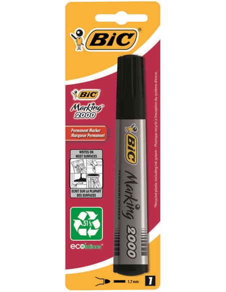 Marqueur permanent Bic Marking 2000 Ecolutions - Encre à base d'alcool - Écologique - Séchage rapide - Noir