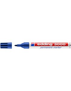 Marqueur permanent Edding 3000 - Pointe ronde 1,5 mm - Taille de trait 1,5-3 mm - Rechargeable - Séchage rapide - Bleu