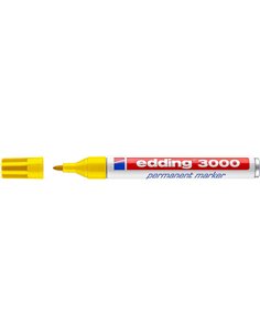 Marqueur permanent Edding 3000 - Pointe ronde 1,5 mm - Taille de trait 1,5-3 mm - Rechargeable - Séchage rapide - Jaune