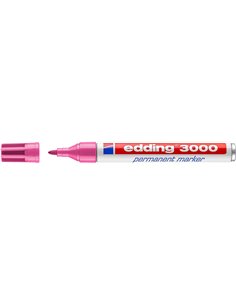 Marqueur permanent Edding 3000 - Pointe ronde 1,5 mm - Taille de trait 1,5-3 mm - Rechargeable - Séchage rapide - Rose
