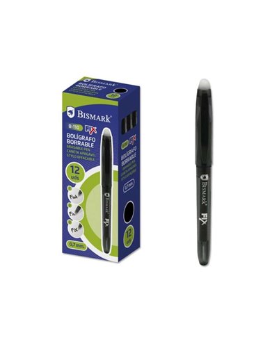Stylo effaçable Bismark Fix - Pointe 0,7 mm - Avec capuchon - Noir