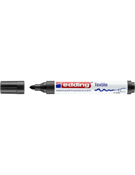 Marqueur textile permanent Edding 4500 - Pointe ronde - Taille de trait 2-3 mm - Odeur neutre - Séchage rapide - Noir