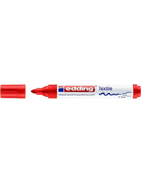 Marqueur textile permanent Edding 4500 - Pointe ronde - Taille de trait 2-3 mm - Odeur neutre - Séchage rapide - Rouge