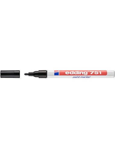 Marqueur permanent Edding 751 - Pointe ronde - Taille de trait 1-2 mm - Encre opaque - Séchage rapide - Noir