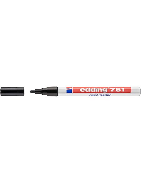 Marqueur permanent Edding 751 - Pointe ronde - Taille de trait 1-2 mm - Encre opaque - Séchage rapide - Noir