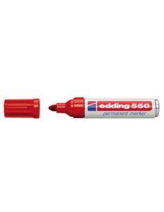 Marqueur permanent Edding 550 - Pointe ronde - Taille de trait 3-4 mm - Rechargeable - Séchage rapide - Rouge