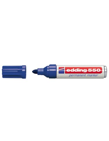 Marqueur permanent Edding 550 - Pointe ronde - Taille de trait 3-4 mm - Rechargeable - Séchage rapide - Bleu