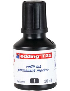 Flacon de recharge pour marqueur permanent Edding T25 – Capacité 30 ml – Noir