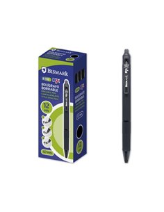 Stylo effaçable rétractable Bismark Fix - Pointe fine 0,7 mm - Avec clip - Noir