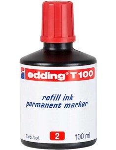 Flacon de recharge pour marqueur permanent Edding T100 – Capacité 100 ml – Rouge