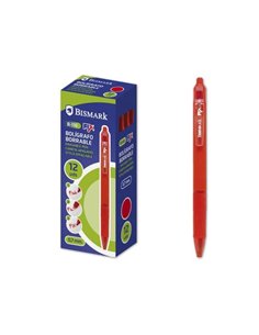 Stylo effaçable rétractable Bismark Fix - Pointe fine 0,7 mm - Avec clip - Rouge