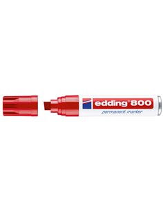 Marqueur permanent Edding 800 - Pointe biseautée - Taille de trait 4-12 mm - Rechargeable - Séchage instantané - Rouge