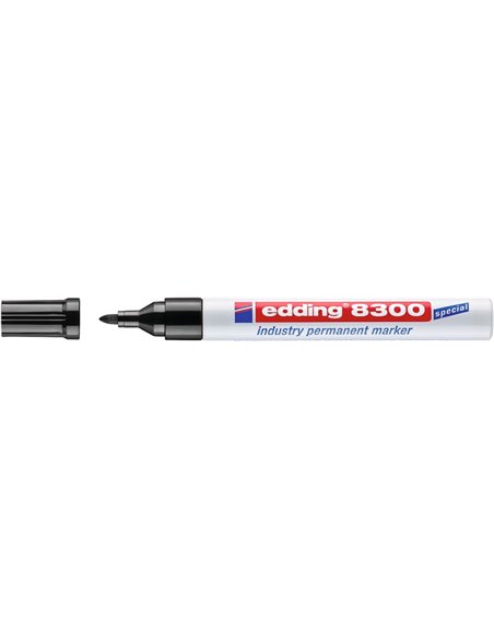 Marqueur permanent industriel Edding 8300 – Pointe ronde 1,5-3 mm – Encre résistante à l'usure, aux frottements et à la lumière 