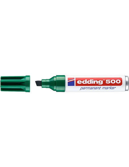 Marqueur permanent Edding 500 - Pointe biseautée - Taille de trait 2-7 mm - Rechargeable - Séchage instantané - Vert