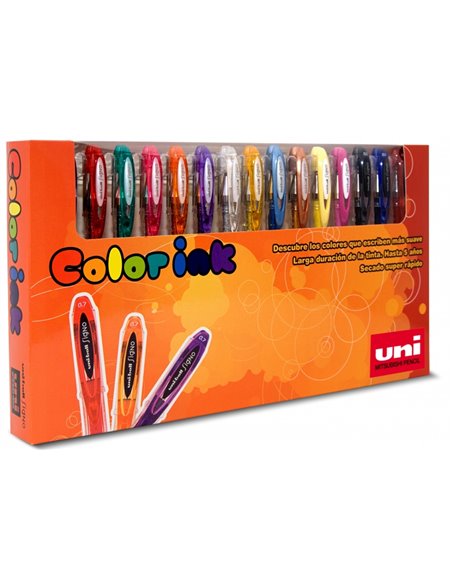 Stylo roller à encre gel Uni-ball UM-120 Signo - Pointe 0,7 mm - Encre résistante à l'eau et à la lumière - Couleurs assorties