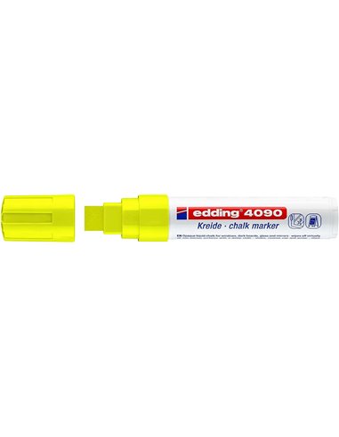 Marqueur craie liquide Edding 4090 - Pointe biseautée - Taille de trait 4-15 mm - Odeur neutre - Jaune fluo