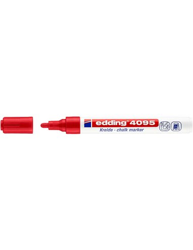 Marqueur craie liquide Edding 4095 - Pointe ronde - Taille de trait 2-3 mm - Odeur neutre - Rouge