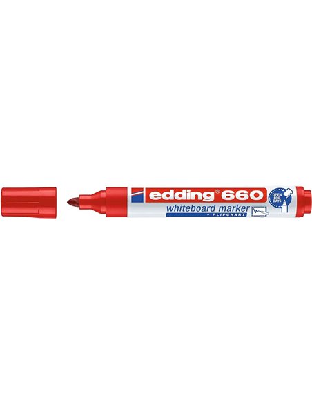 Marqueur pour tableau blanc Edding 660 - Pointe ronde - Largeur de trait 1,5-3 mm - Encre pigmentée - Rechargeable - Effaçable à