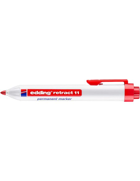 Marqueur permanent rétractable Edding Retract 11 - Pointe ronde - Taille de trait 1,5-3 mm - Rechargeable - Séchage rapide - Rou
