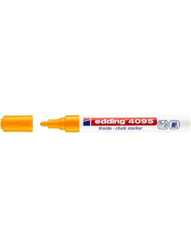 Marqueur craie liquide Edding 4095 - Pointe ronde - Largeur de trait 2-3 mm - Odeur neutre - Orange fluo