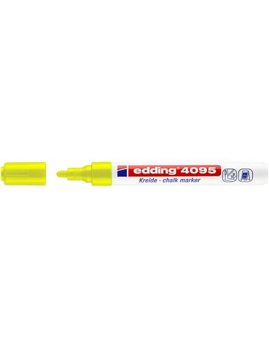 Marqueur craie liquide Edding 4095 - Pointe ronde - Largeur de trait 2-3 mm - Odeur neutre - Jaune fluo