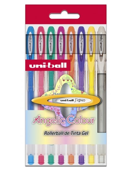 Uni-ball Signo Angelic Lot de 8 stylos roller à encre gel - Pointe 0,7 mm - Encre résistante à l'eau et à la lumière - Écrit sur