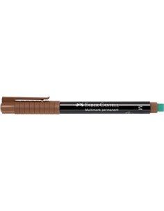 Marqueur permanent Faber-Castell Multimark - Largeur de trait 1 mm - Gomme intégrée - Résistant à la lumière et à l'eau - Marron