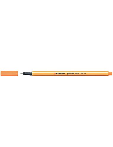 Marqueur fibre Stabilo Point 88 à pointe fine - trait 0,4 mm - encre à base d'eau - orange fluo